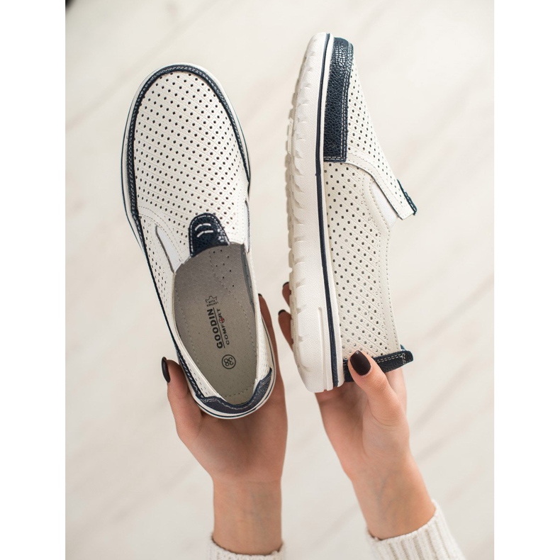 Goodin Zapatos de cuero ligero blanco 2