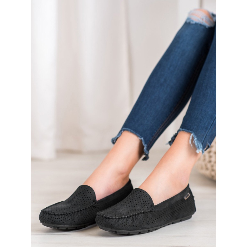 Goodin Mocasines calados con ante negro 1 Goodin Mocasines calados con ante negro 1
