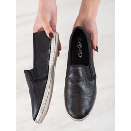 SHELOVET Zapatos brillantes sin cordones negro 2