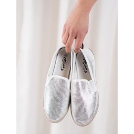 SHELOVET Zapatos brillantes sin cordones gris 2