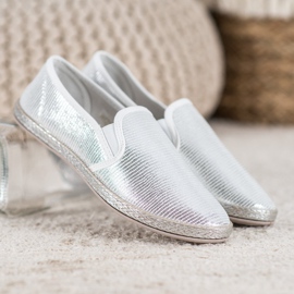 SHELOVET Zapatos brillantes sin cordones gris 3