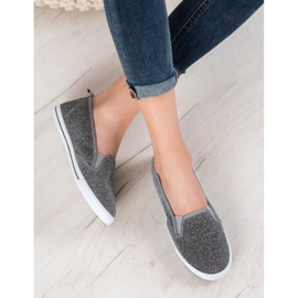 SHELOVET Zapatos sin cordones con purpurina gris 4