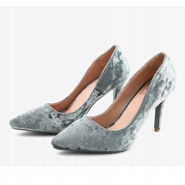 Tacones de terciopelo gris Francine B-6 3