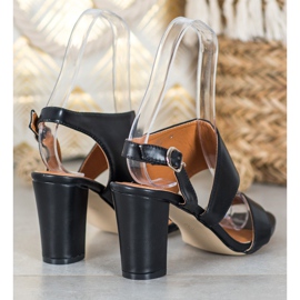 SHELOVET Cómodas sandalias de tacón negro 3