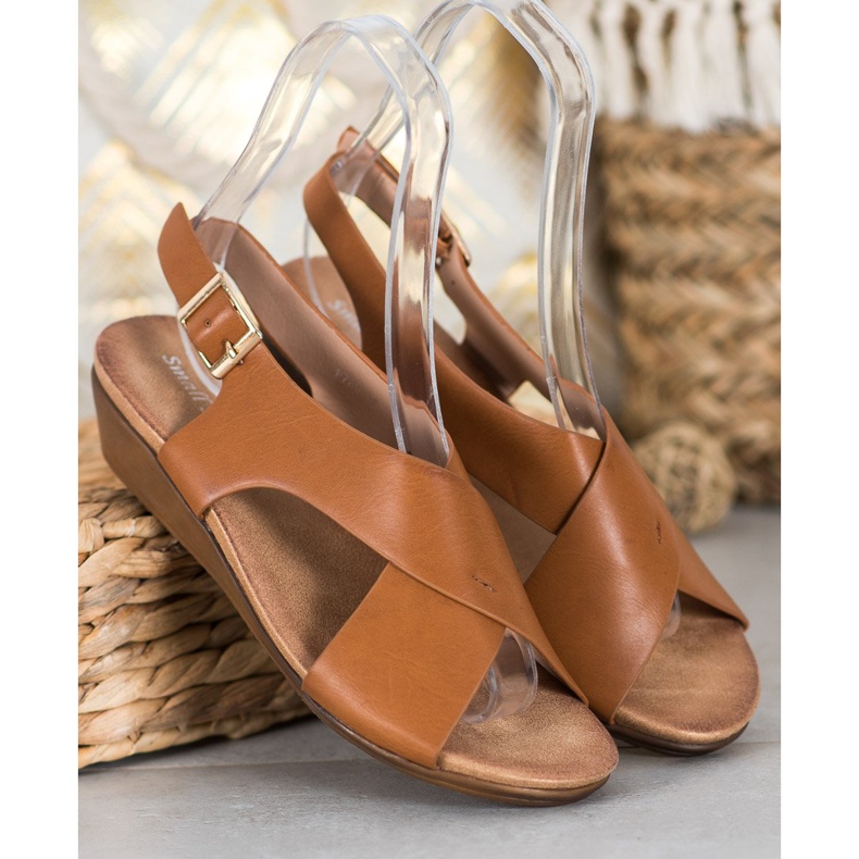 Small Swan Cómodas sandalias camel marrón 1