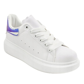 Zapatillas blancas sobre suela gruesa 650-3 blanco azul 1