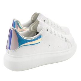 Zapatillas blancas sobre suela gruesa 650-3 blanco azul 3
