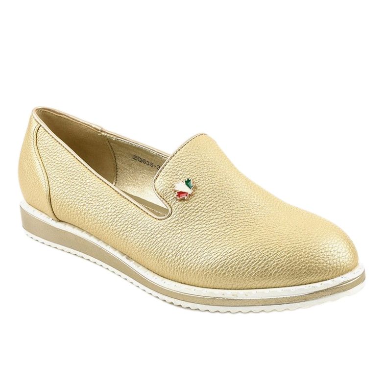 Zapatos dorados con cuña sin cordones ZQ635-3 1 Zapatos dorados con cuña sin cordones ZQ635-3 1