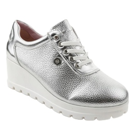 Zapatos deportivos plateados con cuña de moda JFL662-2 gris 1 Zapatos deportivos plateados con cuña de moda JFL662-2 gris 1