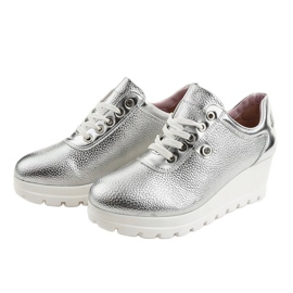 Zapatos deportivos plateados con cuña de moda JFL662-2 gris 2