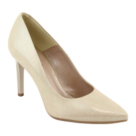 Espinto Bombas de cuero dorado para mujeres 456/242 1
