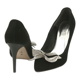 Espinto Bombas de cuero para mujeres con un arco negro de 993/1k 4