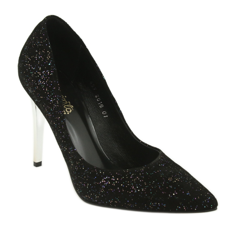 Bombas de cuero en Szpilka 497 Black Espinto negro 1