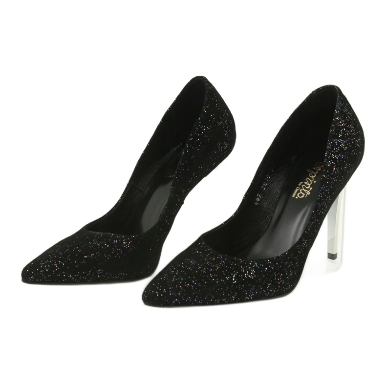 Bombas de cuero en Szpilka 497 Black Espinto negro 3