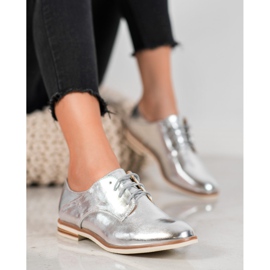 SHELOVET Zapatos plateados con cuero ecológico gris 2
