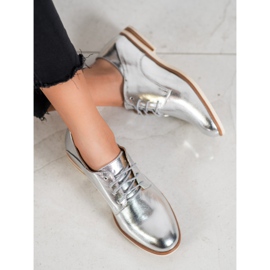 SHELOVET Zapatos plateados con cuero ecológico gris 3