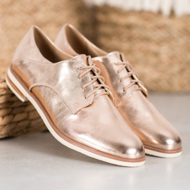 SHELOVET Zapatos dorados con cuero ecológico 1