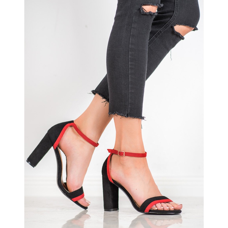 SHELOVET Sandalias de tacón con estilo negro 1