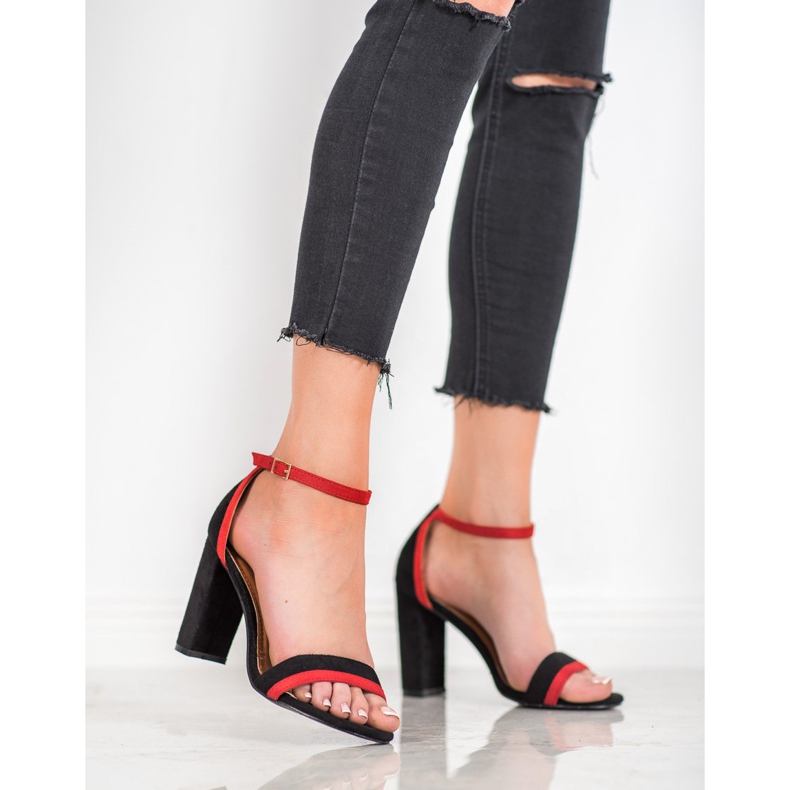 SHELOVET Sandalias de tacón con estilo negro 2