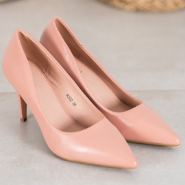SHELOVET Elegantes tacones con cuero ecológico rosa 1