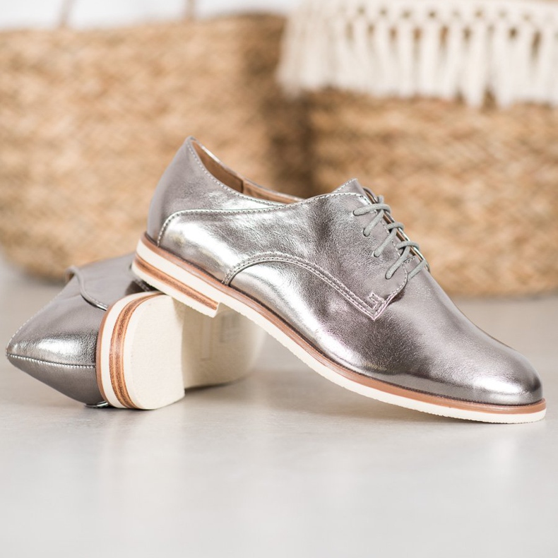 SHELOVET Zapatos grises con piel ecológica 1 SHELOVET Zapatos grises con piel ecológica 1