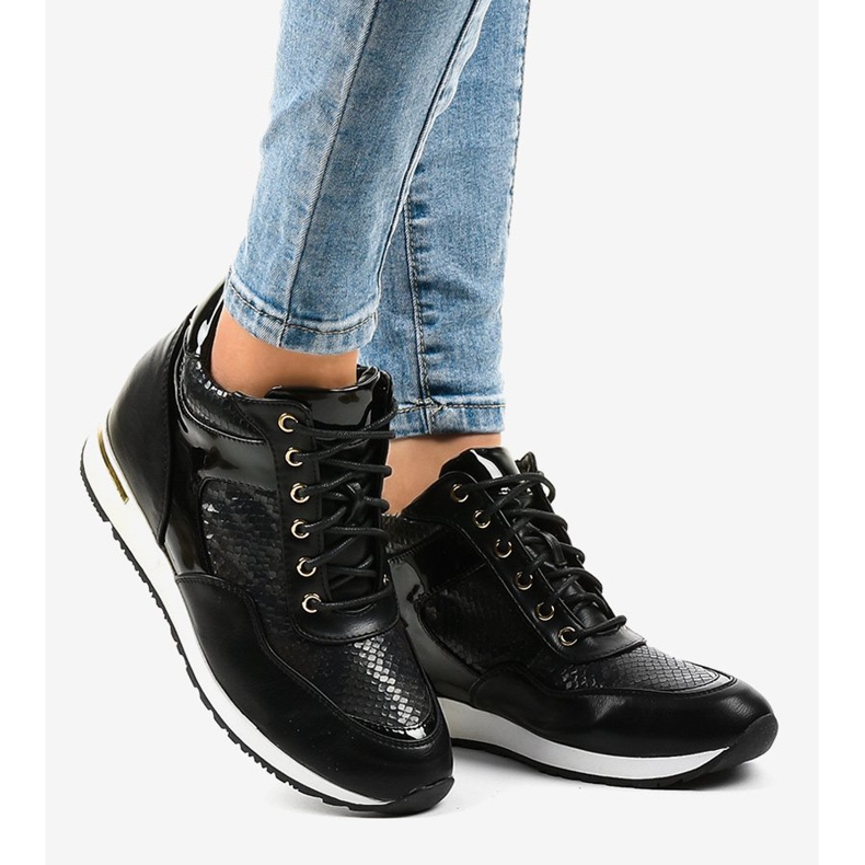 Zapatillas de cuña negras S0075-1 negro 2 Zapatillas de cuña negras S0075-1 negro 2