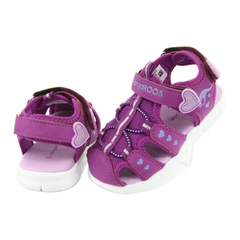 KangaRoos Sandalias niñas con corazones Canguros 02035 violeta rosado gris 4