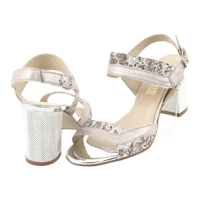 Sandalias en el poste Gamis 3942 beige rosa plata 4