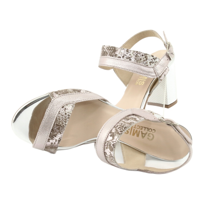 Sandalias en el poste Gamis 3942 beige rosado plata 5