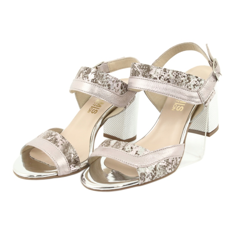 Sandalias en el poste Gamis 3942 beige rosa plata 3