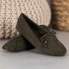Ideal Shoes Botas de ante con flecos verde 3