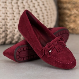 Ideal Shoes Botas de ante con flecos rojo 3