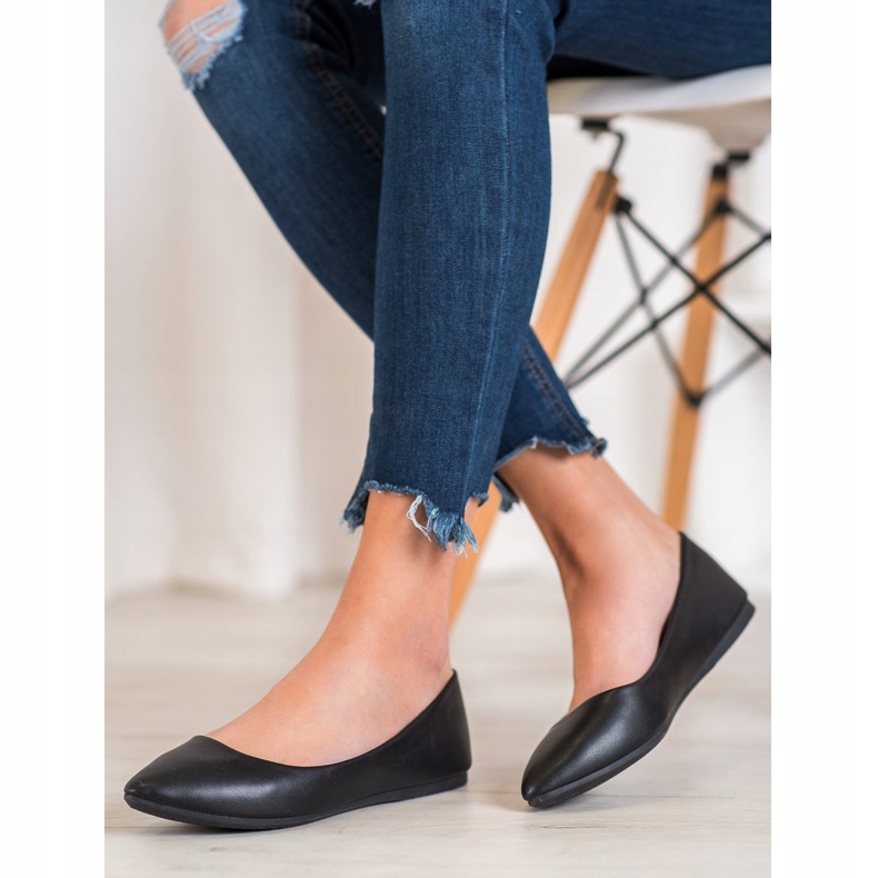 Seastar Bailarinas Negras Con Cuero Ecológico negro 1 Seastar Bailarinas Negras Con Cuero Ecológico negro 1