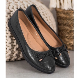 SHELOVET Bailarinas de cuero ecológico negro 1