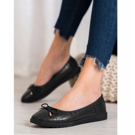 SHELOVET Bailarinas de cuero ecológico negro 4