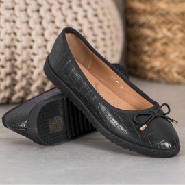 SHELOVET Bailarinas de cuero ecológico negro 3