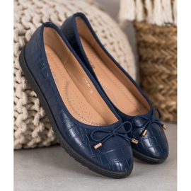 SHELOVET Bailarinas de cuero ecológico azul 2