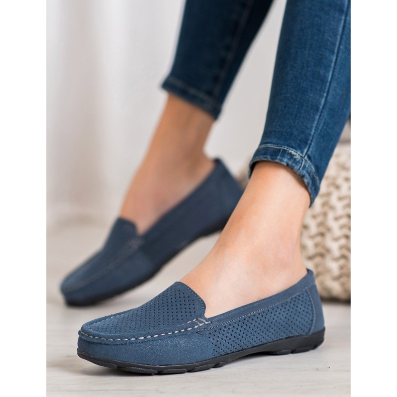 Mocasines de piel con purpurina VINCEZA azul 2