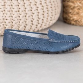 Mocasines de piel con purpurina VINCEZA azul 4