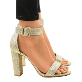 Zapatos de salón abiertos con purpurina dorados ZY-161 2