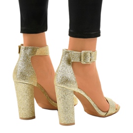 Zapatos de salón abiertos con purpurina dorados ZY-161 3