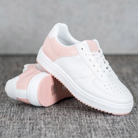 SHELOVET Zapatos con estilo en la plataforma blanco rosa 1