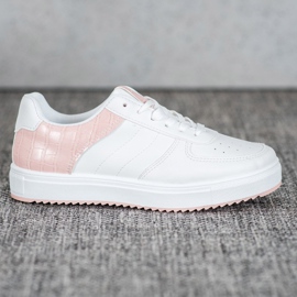 SHELOVET Zapatos con estilo en la plataforma blanco rosa 2