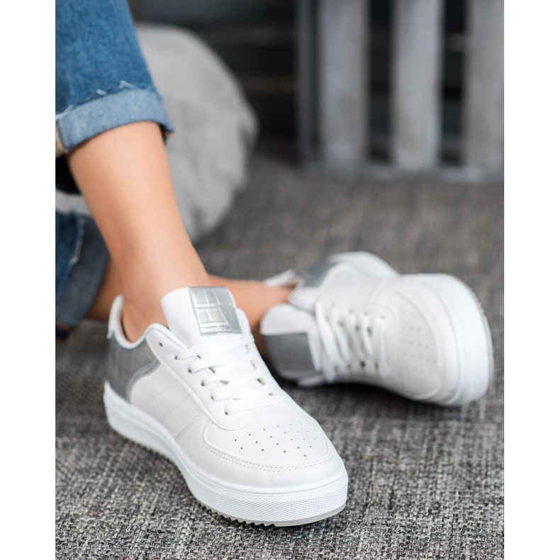 SHELOVET Zapatos con estilo en la plataforma blanco gris 1