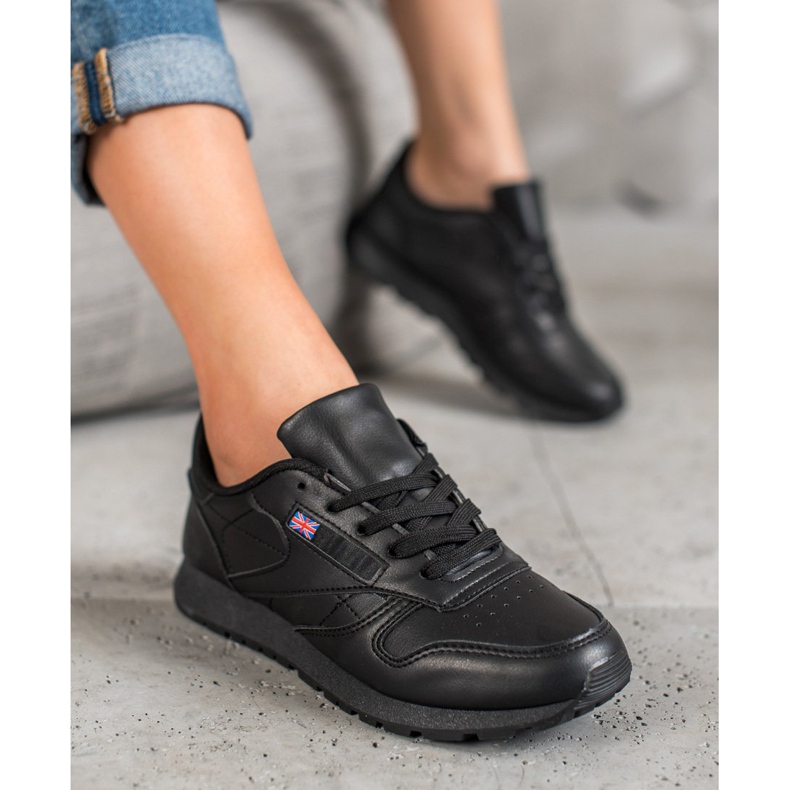 SHELOVET Zapatos atados en cuero ecológico negro 2