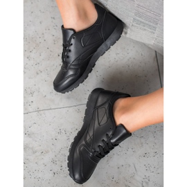 SHELOVET Zapatos atados en cuero ecológico negro 3