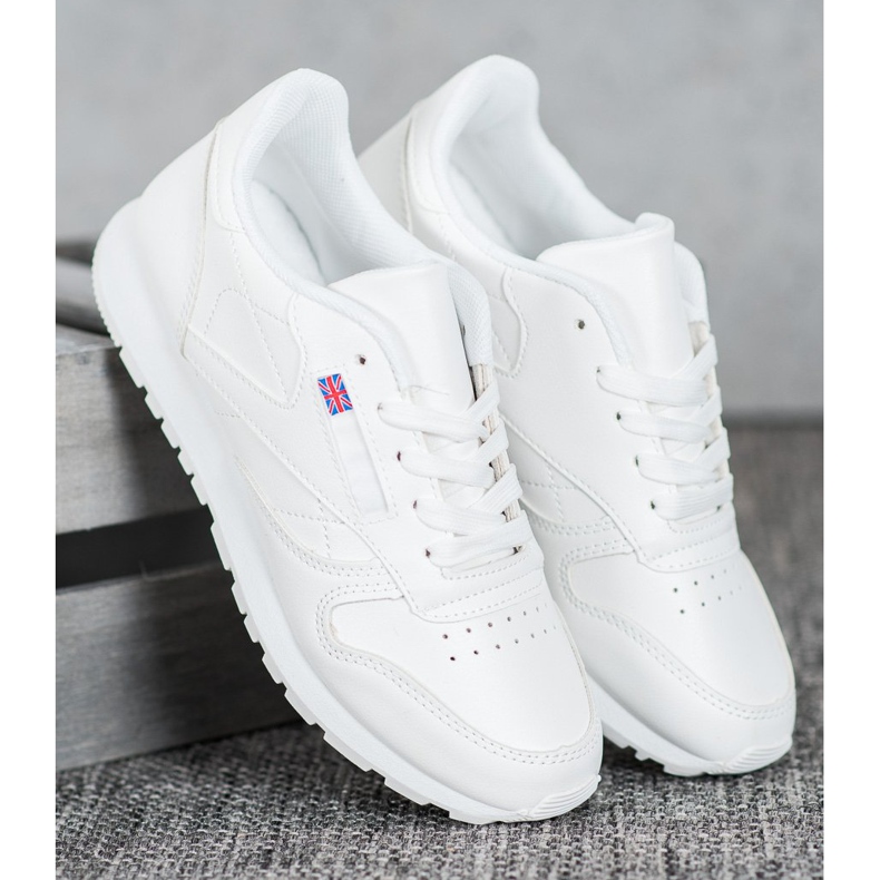 SHELOVET Zapatos atados en cuero ecológico blanco 2