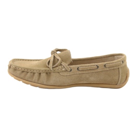 Mocasines de mujer American Club JK08 de piel beige 2