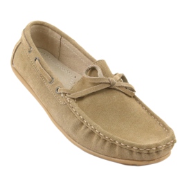 Mocasines de mujer American Club JK08 de piel beige 1