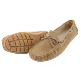 Mocasines de mujer American Club JK08 de piel beige 5